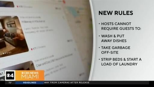 Airbnb bans hosts from requiring guests to do chores — CBS Miami, Parkland Community news