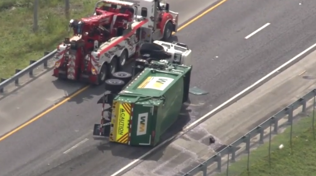 Waste Management dump truck overturns on NB Turnpike in Davie; exit towards I-595, SR 84, US 441 closed — WSVN 7 Broward
